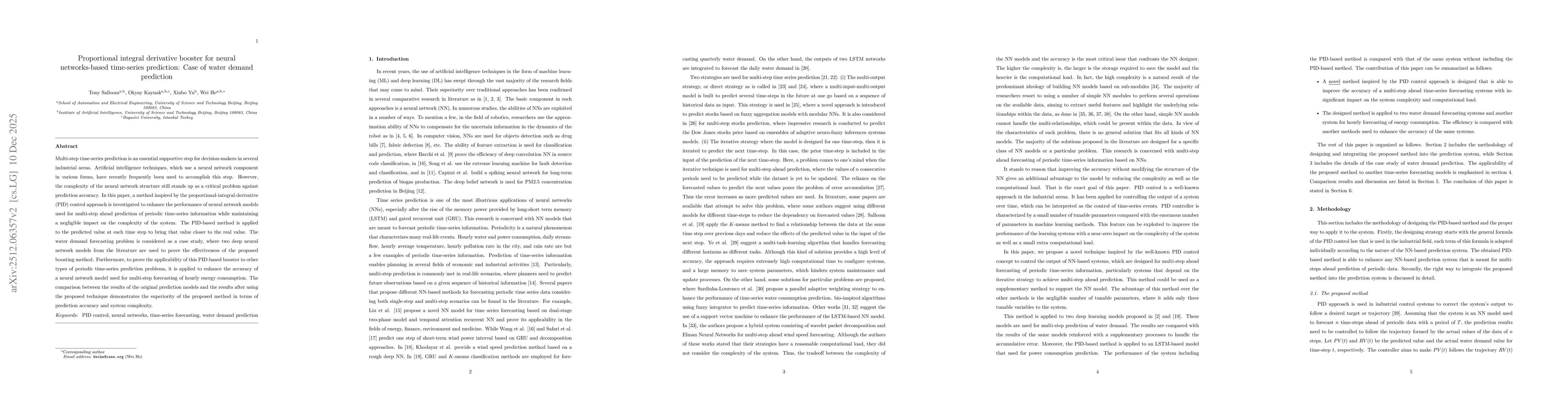 Thumbnail for Proportional integral derivative booster for neural networks-based time-series prediction: Case of water demand prediction