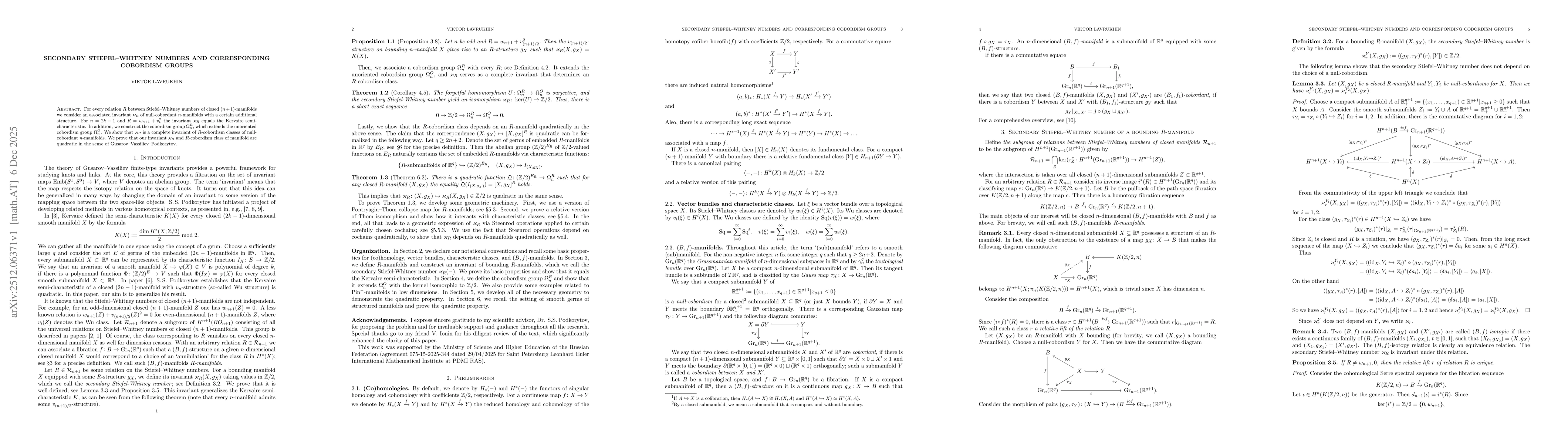 Thumbnail for Secondary Stiefel-Whitney numbers and corresponding cobordism groups