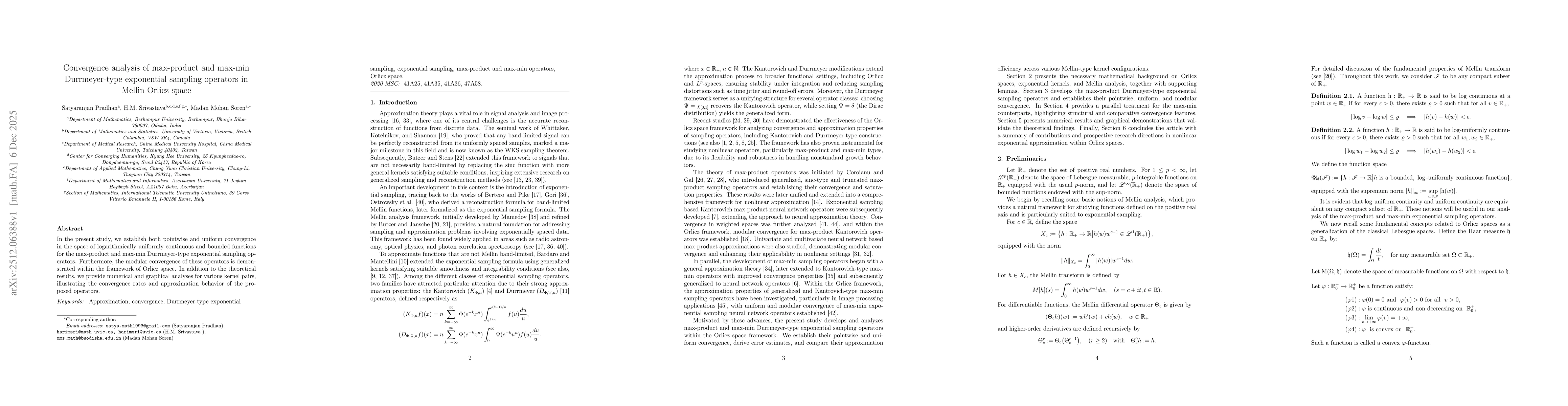 Thumbnail for Convergence analysis of max-product and max-min Durrmeyer-type exponential sampling operators in Mellin Orlicz space