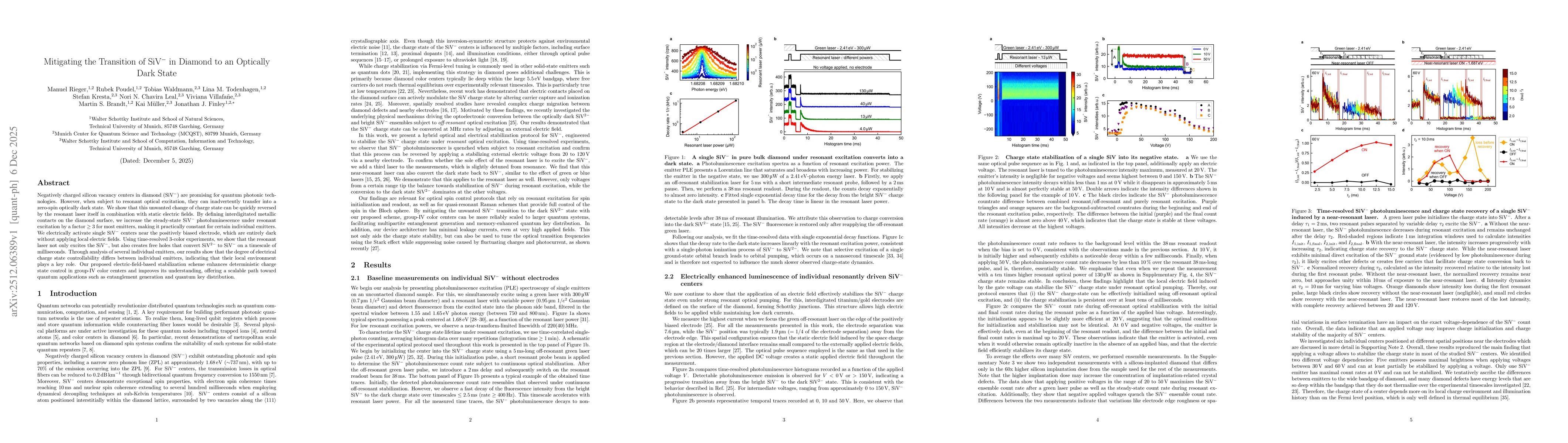 Thumbnail for Mitigating the Transition of SiV$^-$ in Diamond to an Optically Dark State