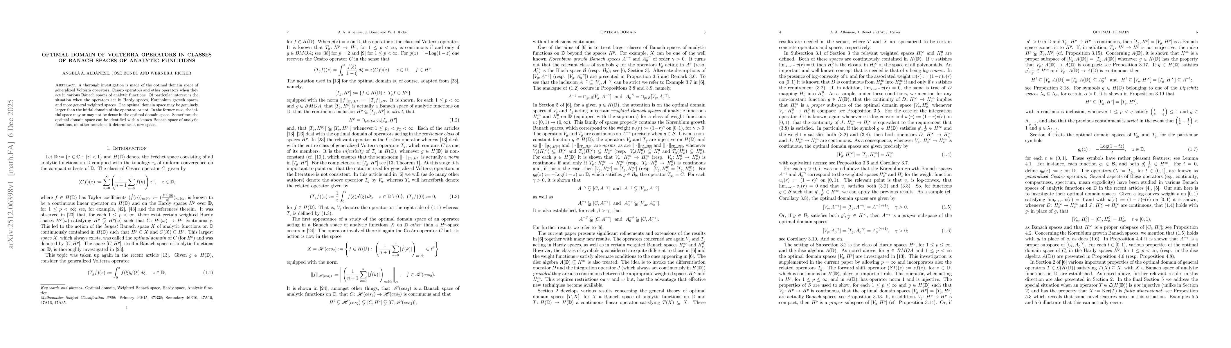 Thumbnail for Optimal domain of Volterra operators in classes of Banach spaces of analytic functions