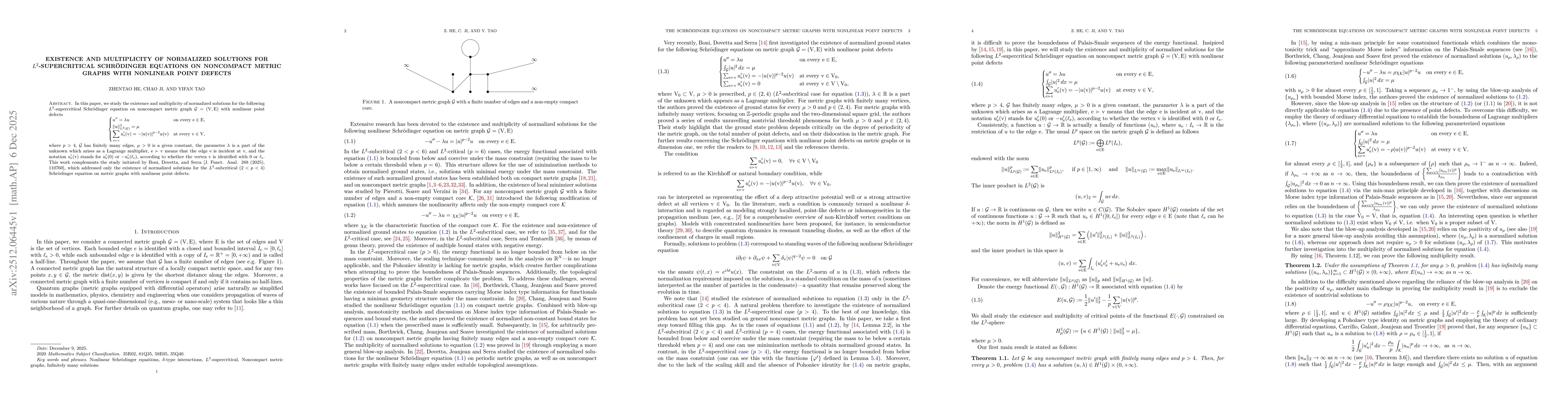 Thumbnail for Existence and multiplicity of normalized solutions for $L^2$-supercritical Schrödinger equations on noncompact metric graphs with nonlinear point defects