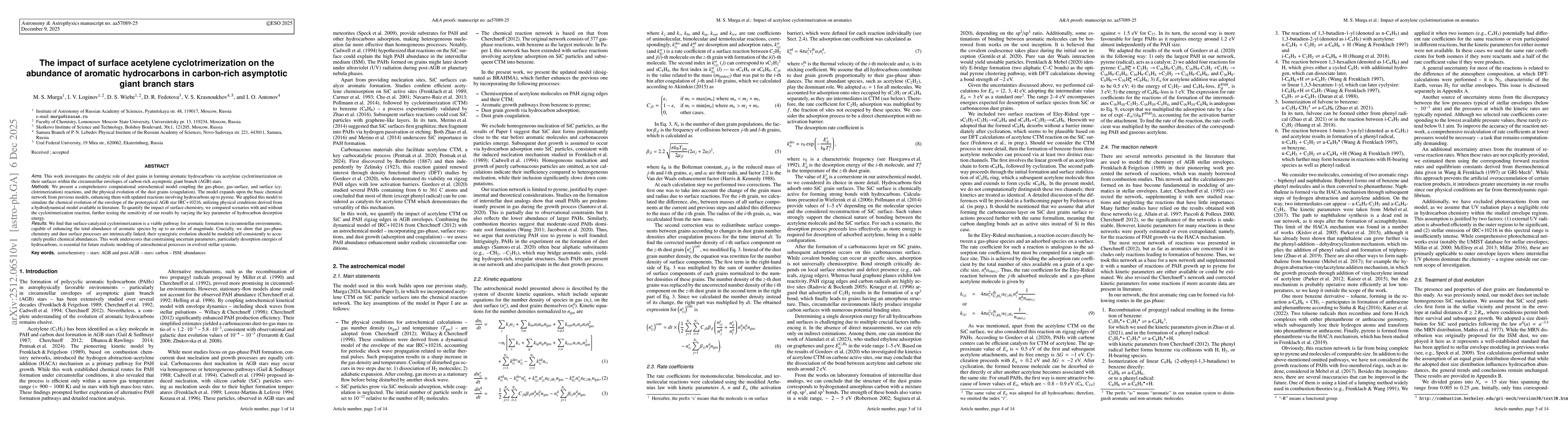 Thumbnail for The impact of surface acetylene cyclotrimerization on the abundance of aromatic hydrocarbons in carbon-rich asymptotic giant branch stars