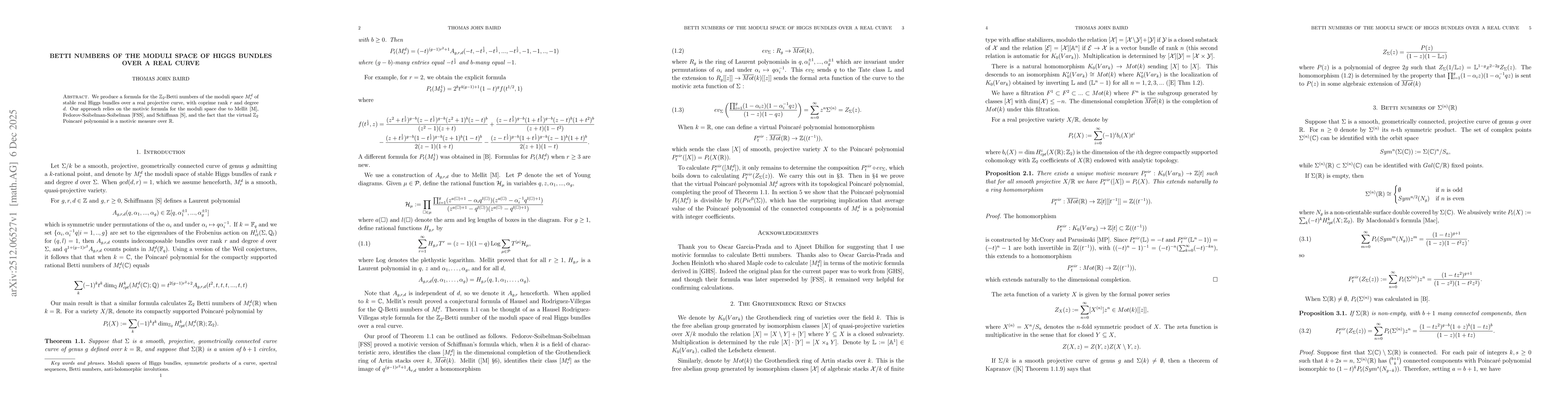 Thumbnail for Betti numbers of the moduli space of Higgs bundles over a real curve