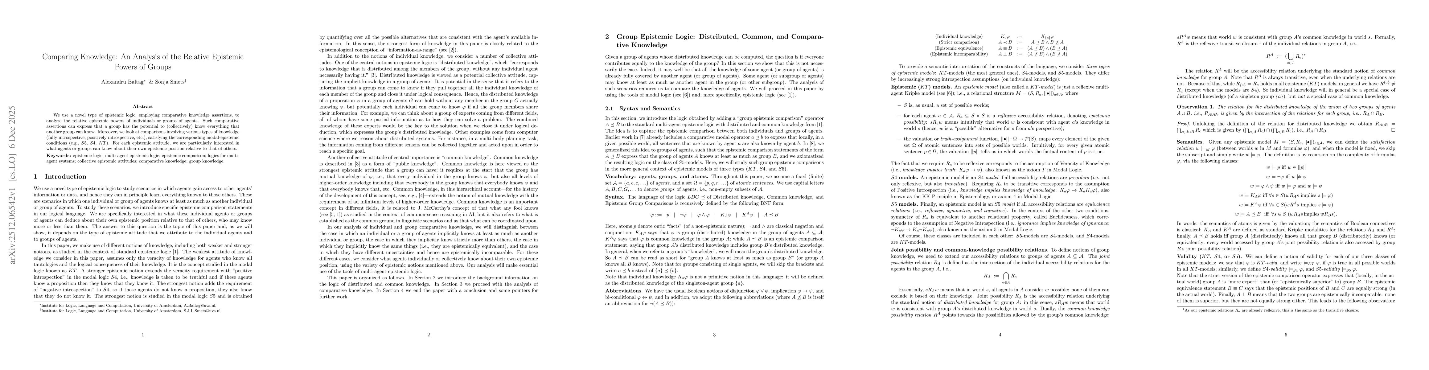 Thumbnail for Comparing Knowledge: An Analysis of the Relative Epistemic Powers of Groups