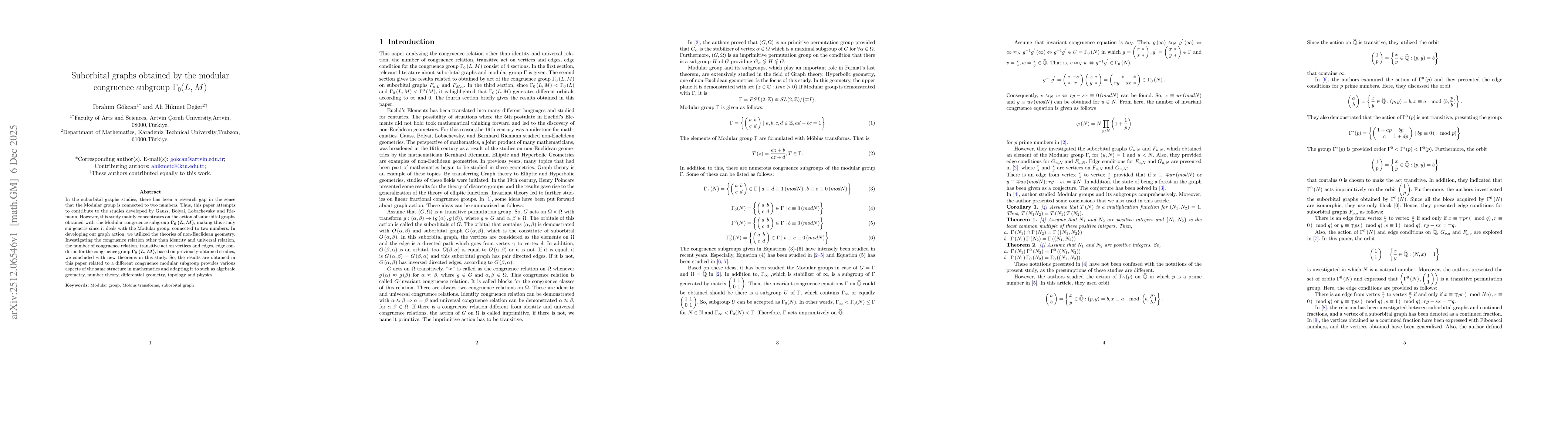 Thumbnail for Suborbital graphs obtained by the modular congruence subgroup $Γ_0(L,M)$