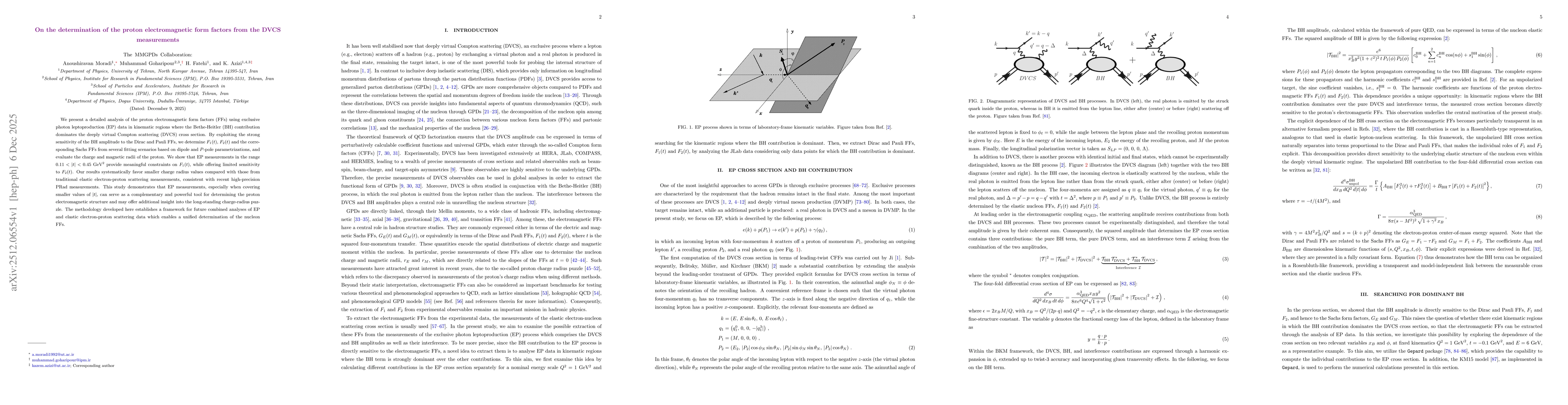 Thumbnail for On the determination of the proton electromagnetic form factors from the DVCS measurements