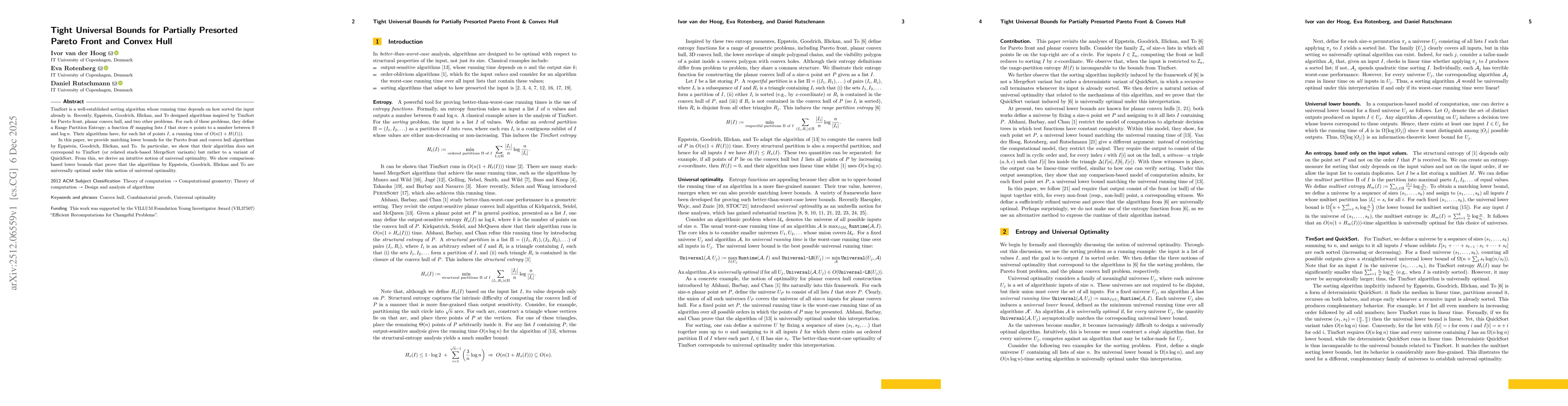 Thumbnail for Tight Universal Bounds for Partially Presorted Pareto Front and Convex Hull