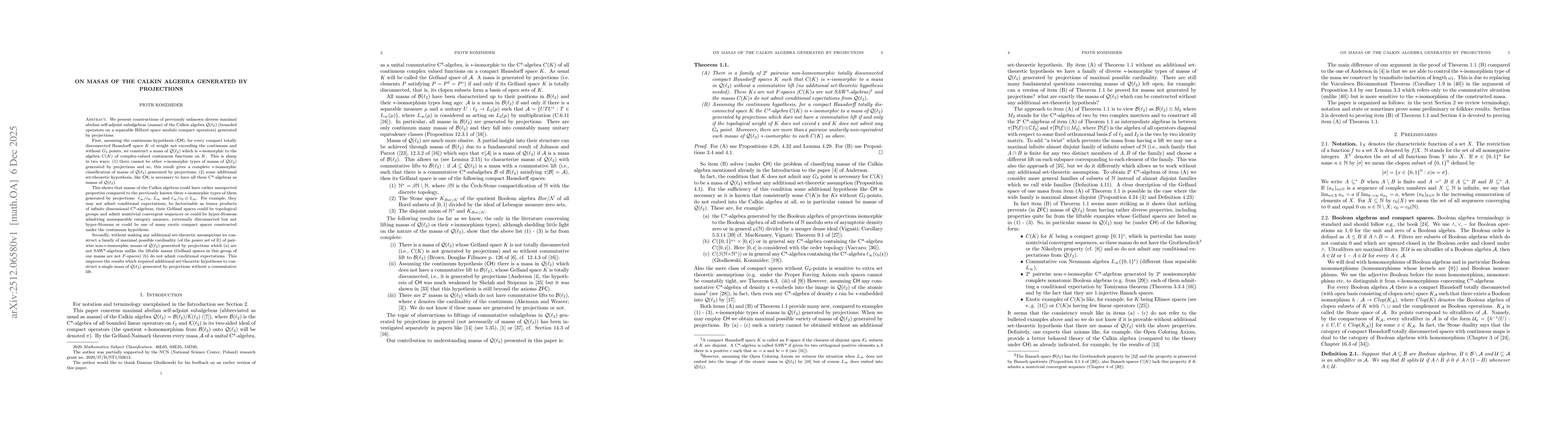 Thumbnail for On masas of the Calkin algebra generated by projections