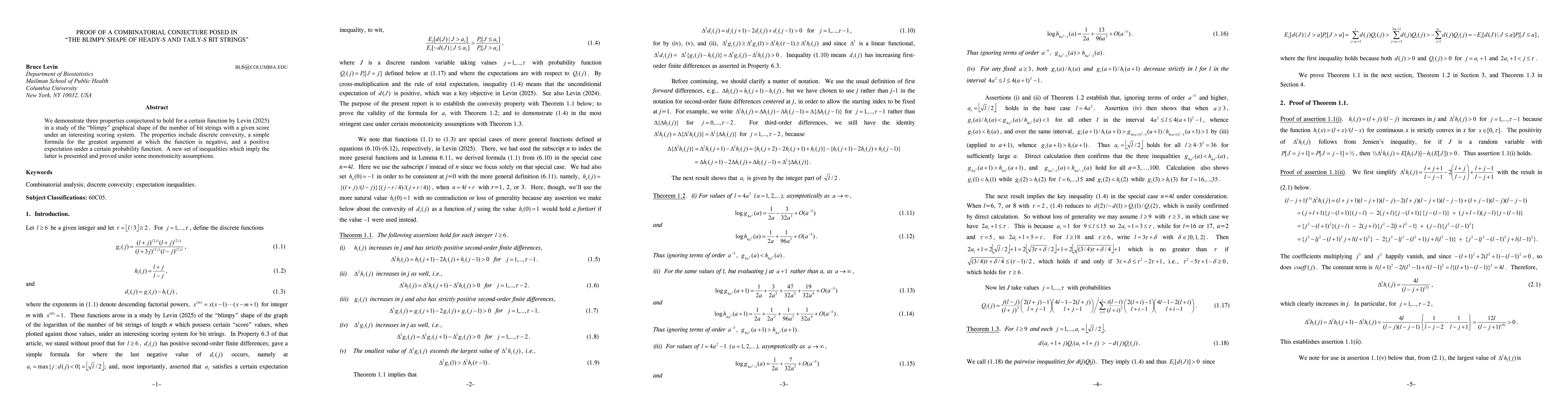 Thumbnail for Proof of a combinatorial conjecture posed in "The Blimpy Shape of Heady-s and Taily-s Bit Strings"