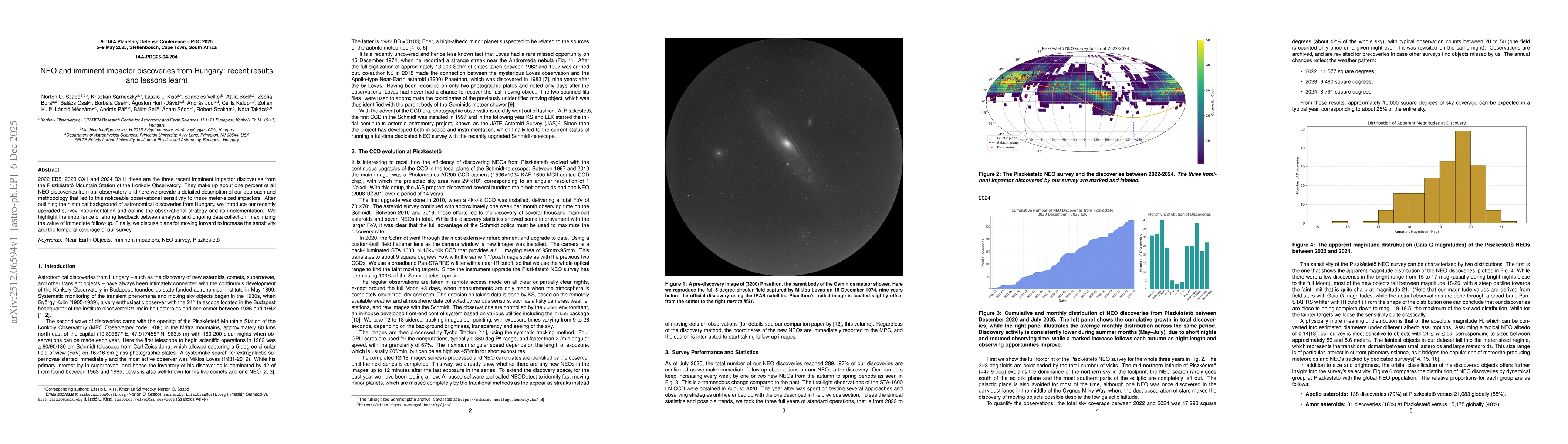 Thumbnail for NEO and imminent impactor discoveries from Hungary: recent results and lessons learnt