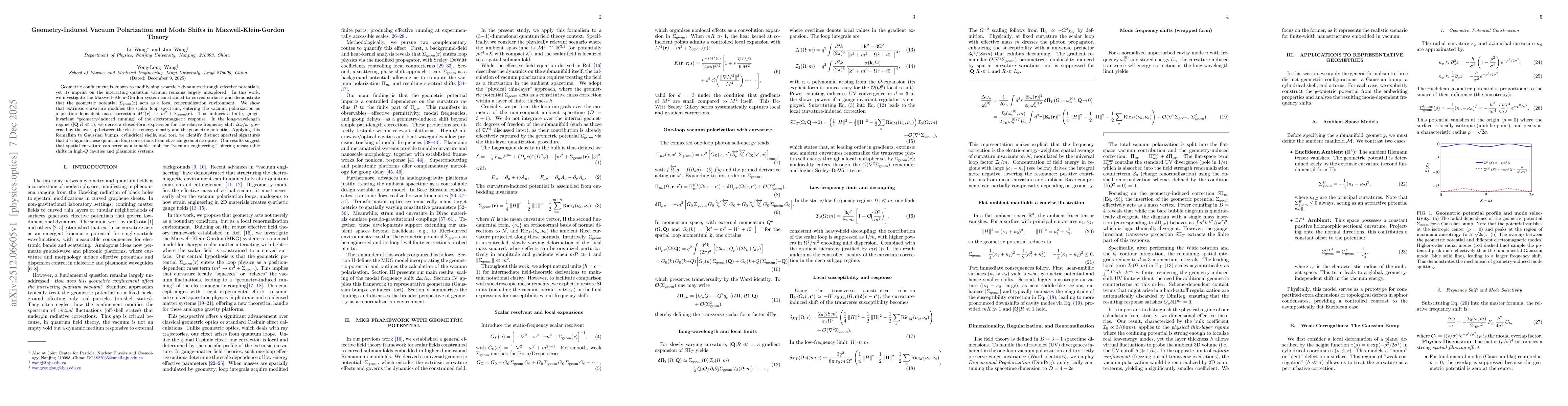 Thumbnail for Geometry-Induced Vacuum Polarization and Mode Shifts in Maxwell-Klein-Gordon Theory