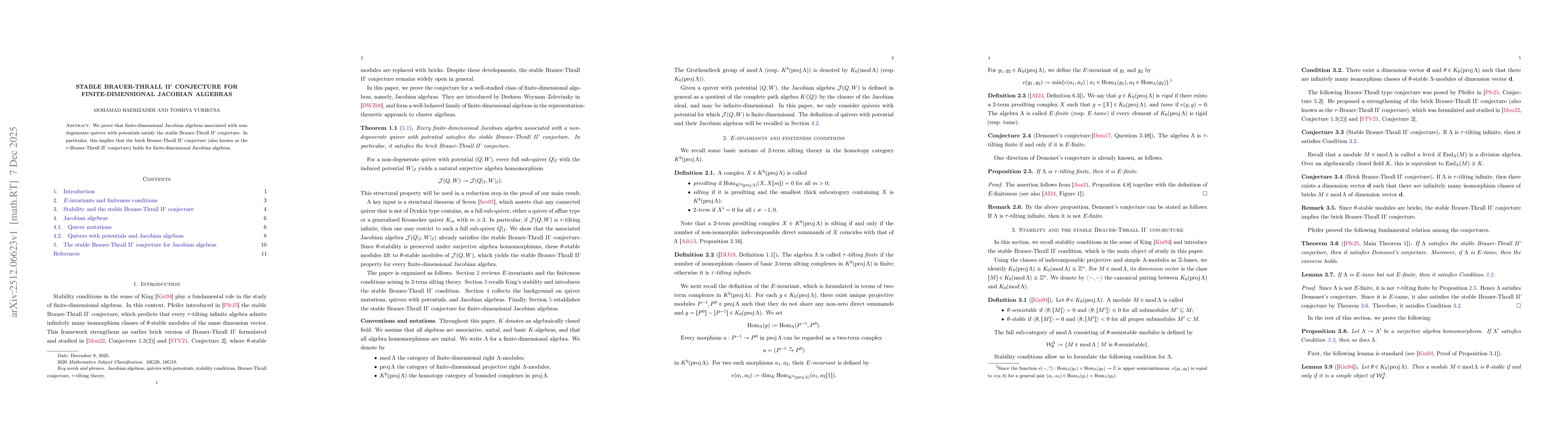 Thumbnail for Stable Brauer-Thrall II' conjecture for finite-dimensional Jacobian algebras
