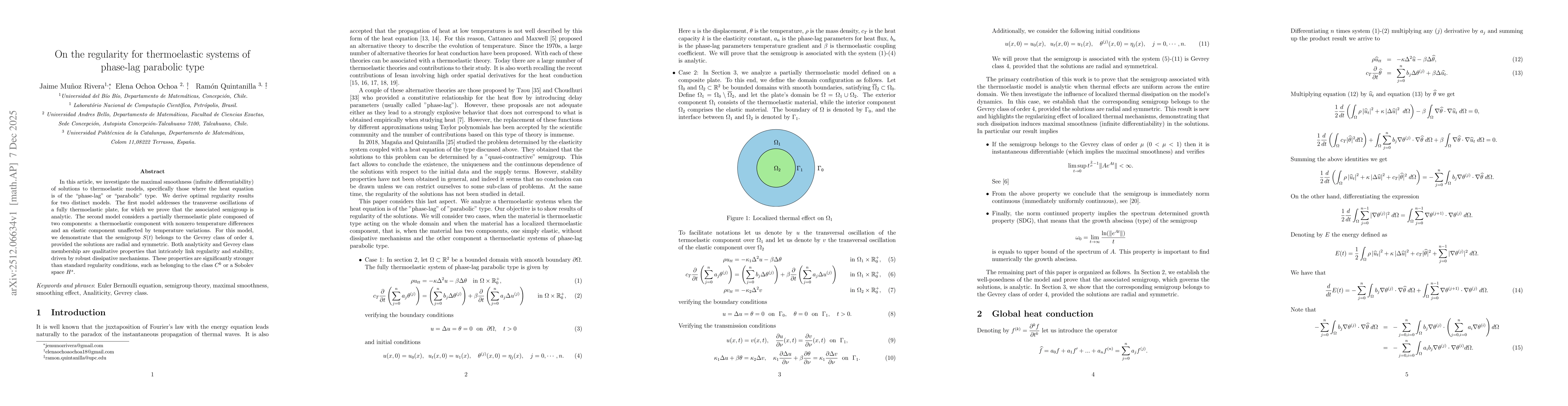 Thumbnail for On the regularity for thermoelastic systems of phase-lag parabolic type