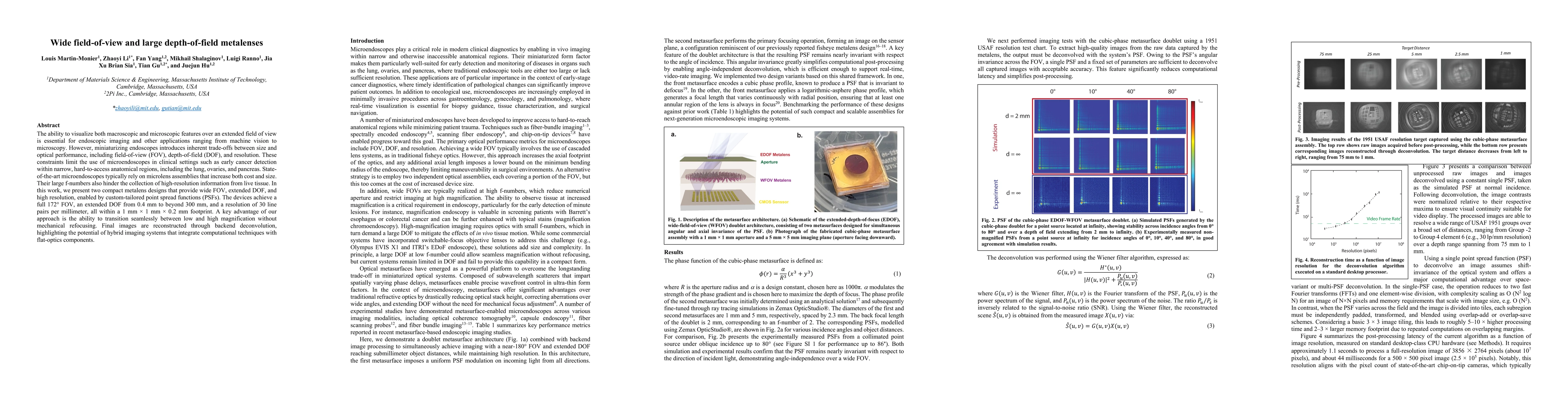 Thumbnail for Wide field-of-view and large depth-of-field metalenses