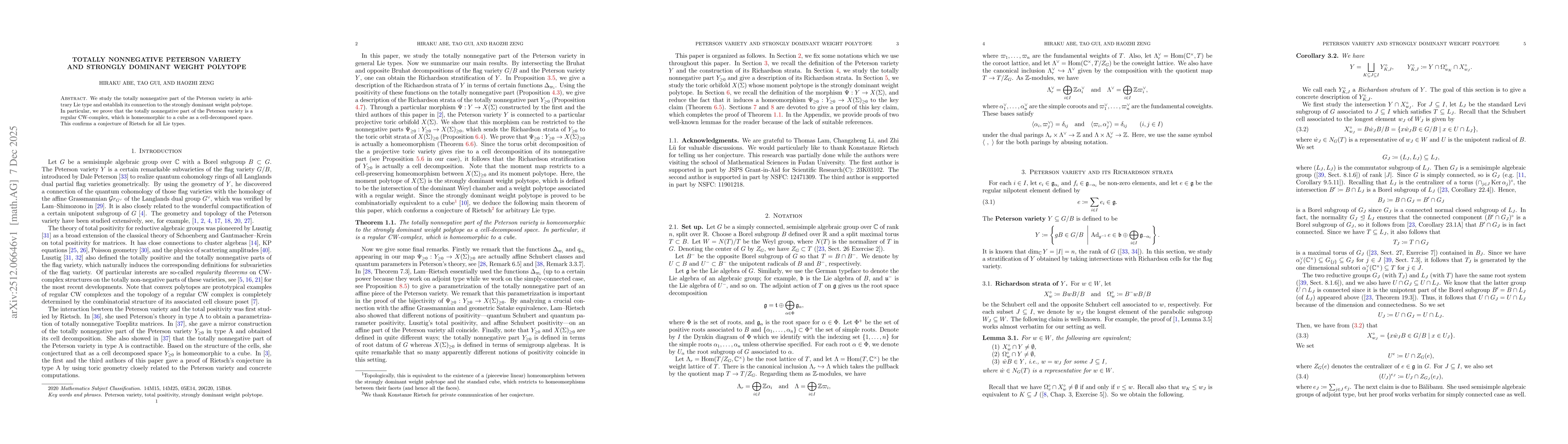 Thumbnail for Totally nonnegative Peterson variety and strongly dominant weight polytope
