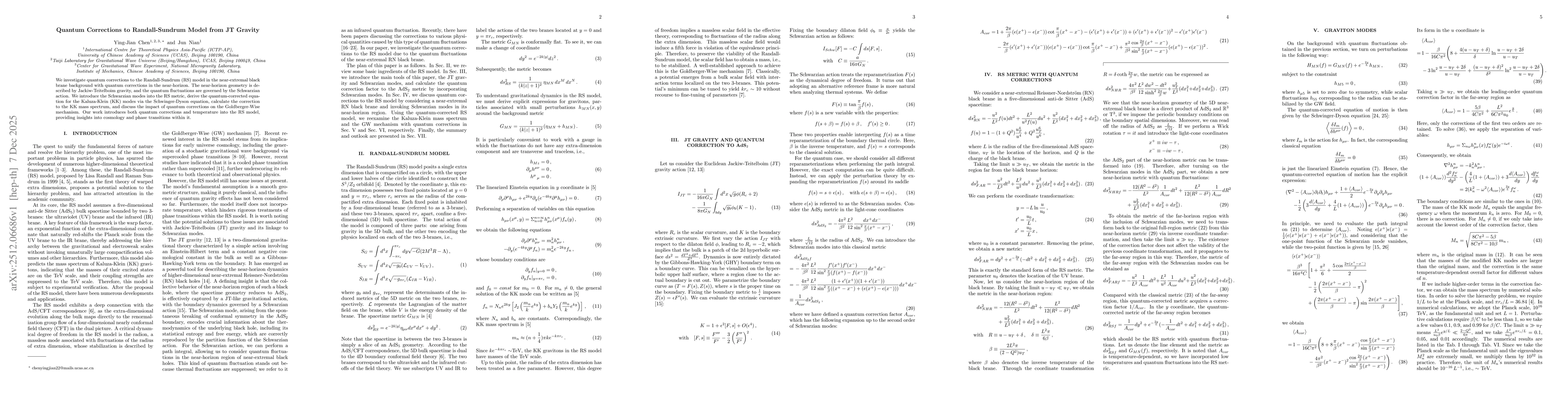 Thumbnail for Quantum Corrections to Randall-Sundrum Model from JT Gravity