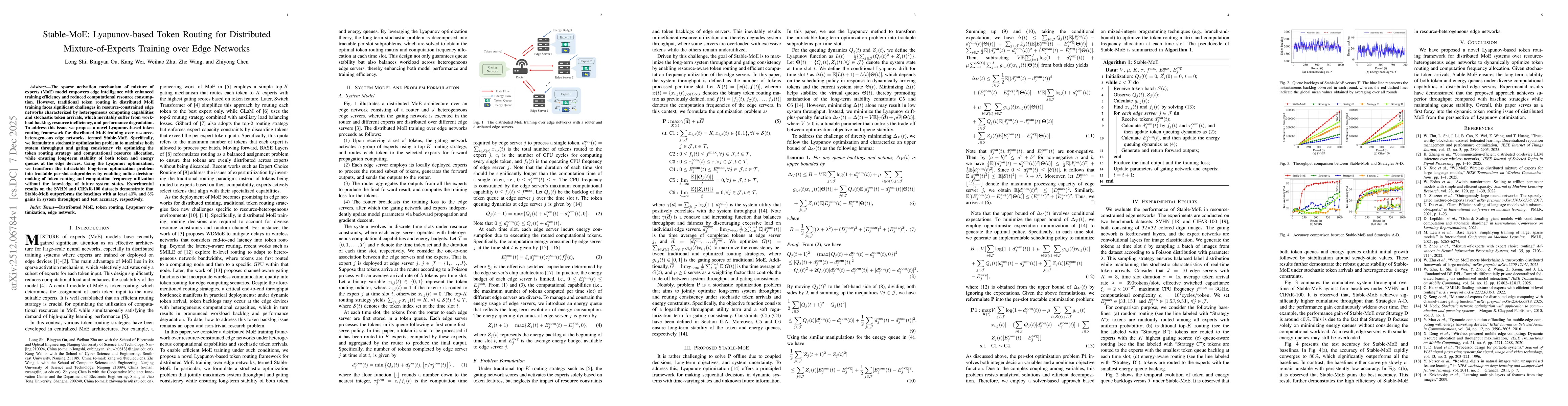 Thumbnail for Stable-MoE: Lyapunov-based Token Routing for Distributed Mixture-of-Experts Training over Edge Networks
