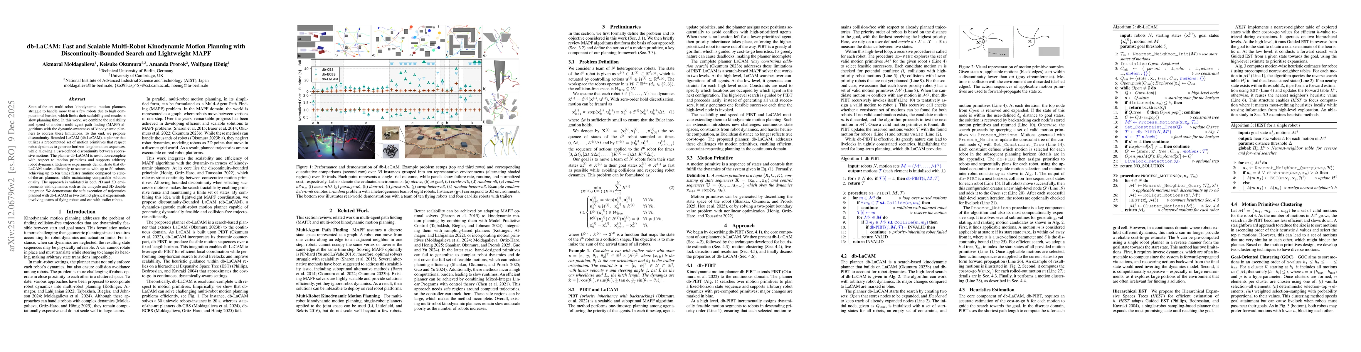 Thumbnail for db-LaCAM: Fast and Scalable Multi-Robot Kinodynamic Motion Planning with Discontinuity-Bounded Search and Lightweight MAPF