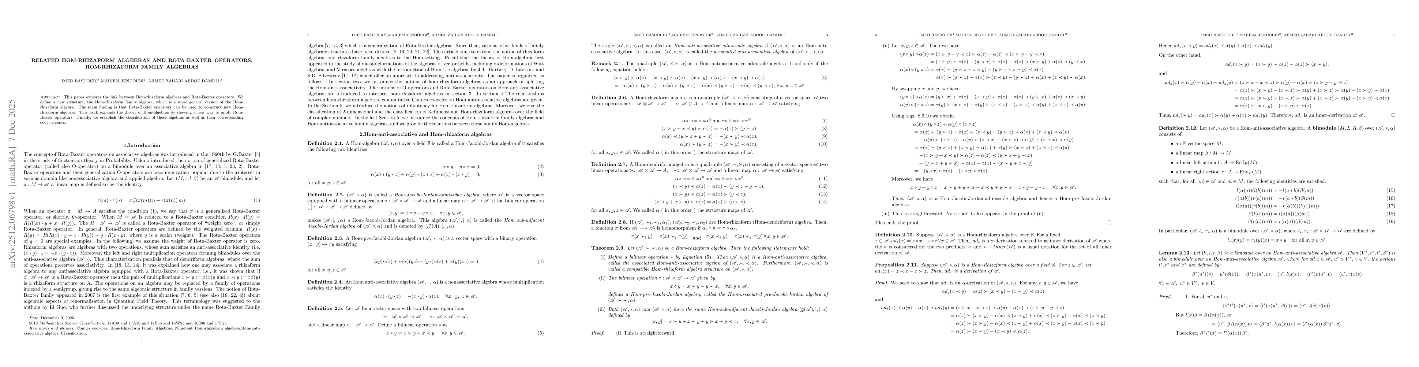 Thumbnail for Related Hom-rhizaform algebras and Rota-Baxter Operators, Hom-Rhizaform Family Algebras