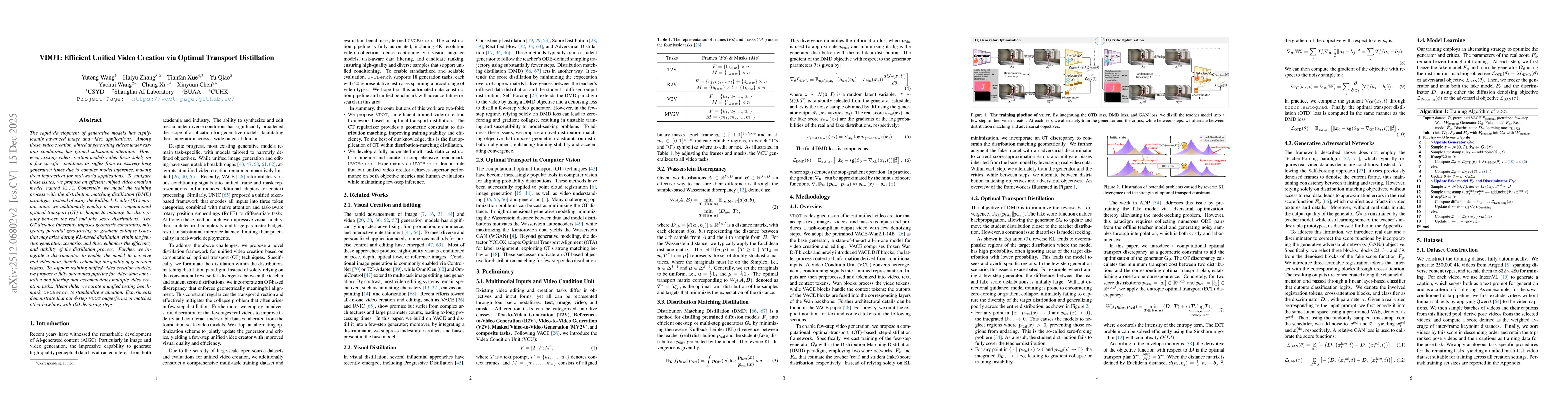 Thumbnail for VDOT: Efficient Unified Video Creation via Optimal Transport Distillation