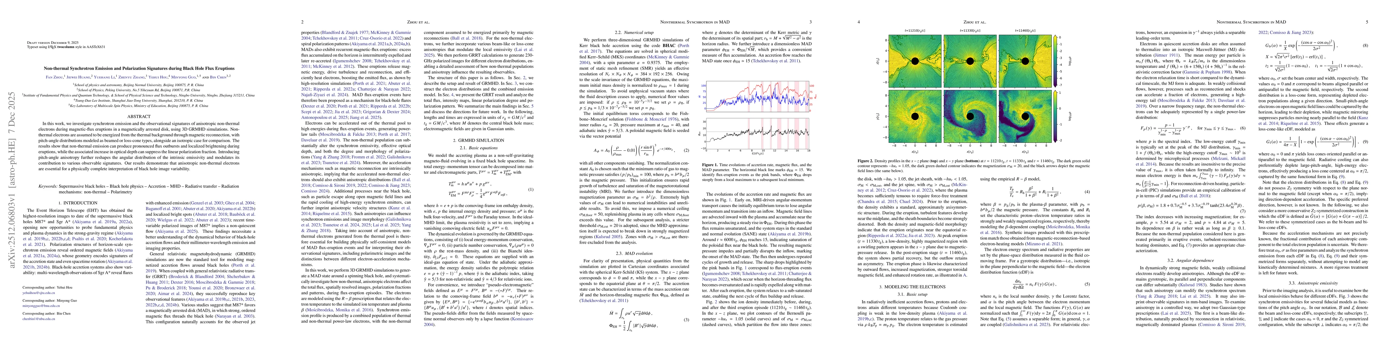 Thumbnail for Non-thermal Synchrotron Emission and Polarization Signatures during Black Hole Flux Eruptions