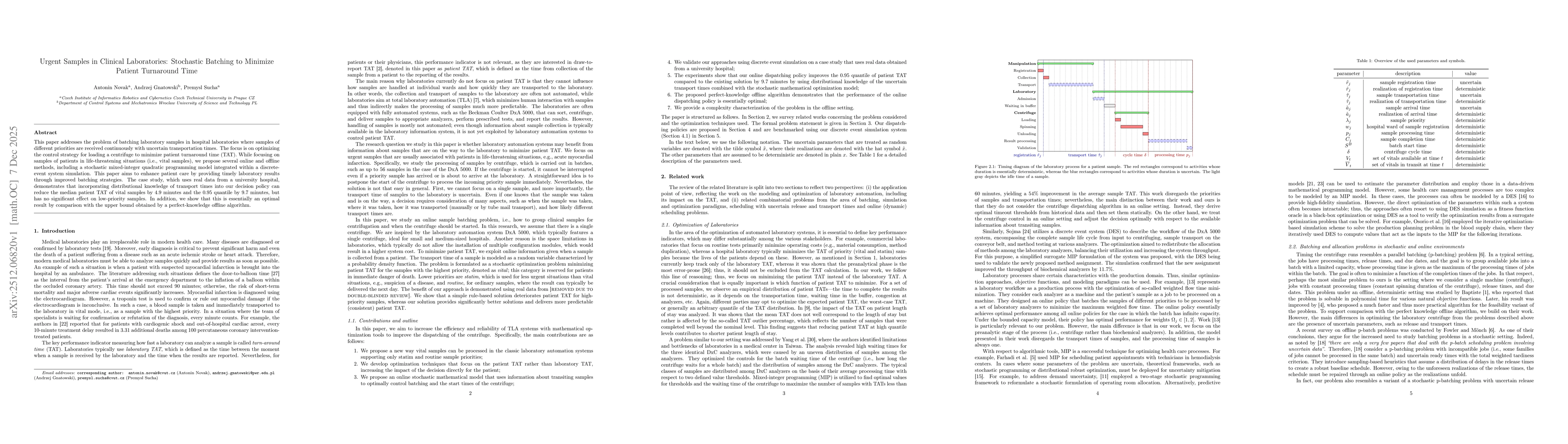 Thumbnail for Urgent Samples in Clinical Laboratories: Stochastic Batching to Minimize Patient Turnaround Time