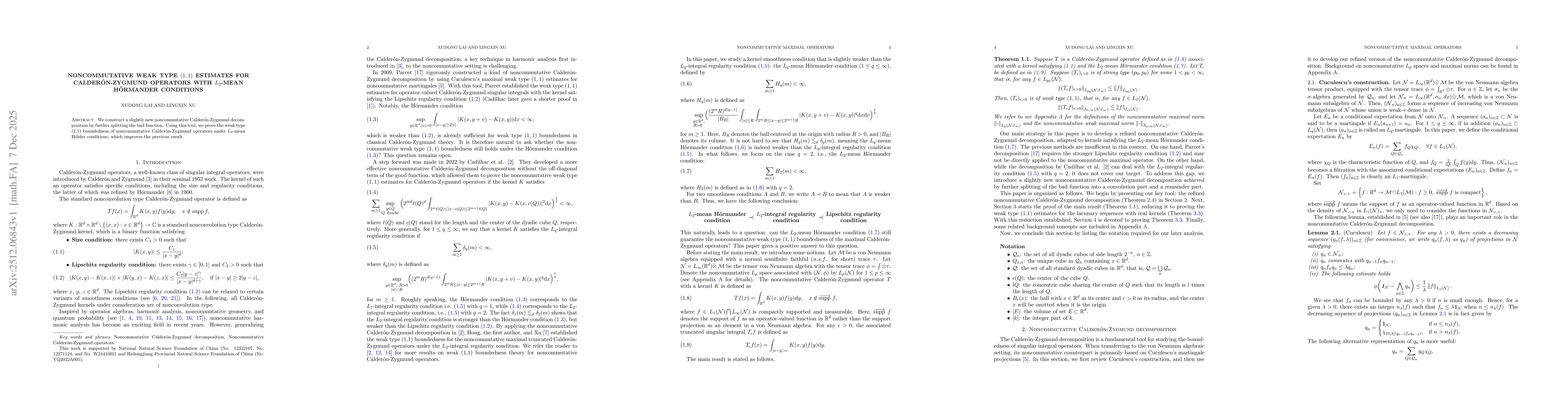 Thumbnail for Noncommutative weak type $(1,1)$ estimates for Calderón-Zygmund operators with $L_2$-mean Hörmander conditions