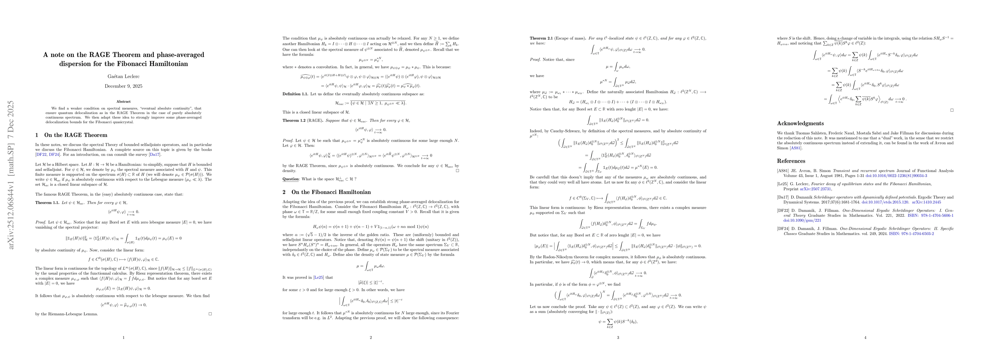 Thumbnail for A note on the RAGE Theorem and phase-averaged dispersion for the Fibonacci Hamiltonian