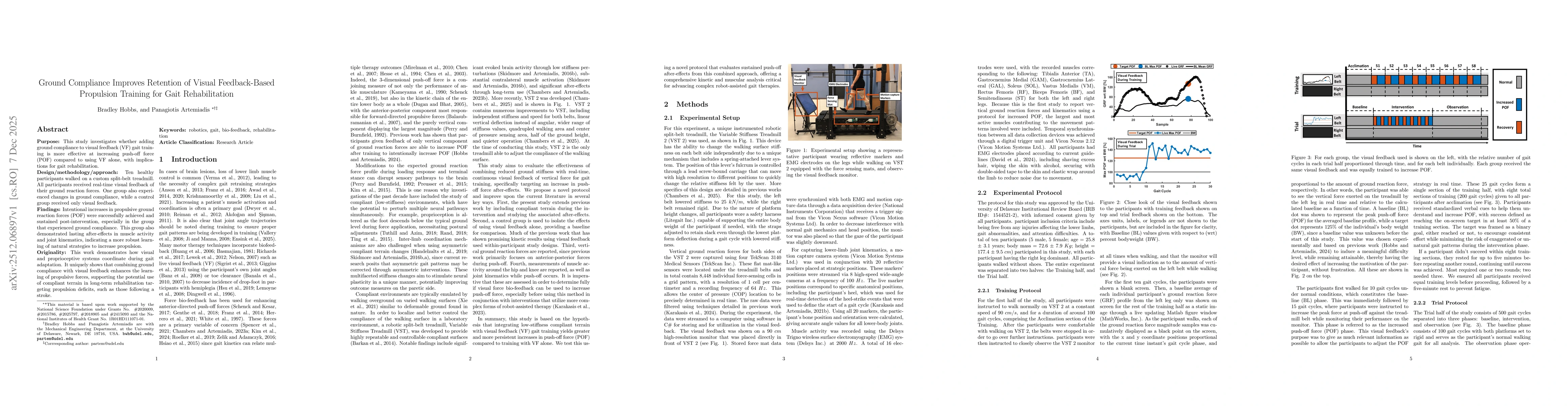 Thumbnail for Ground Compliance Improves Retention of Visual Feedback-Based Propulsion Training for Gait Rehabilitation