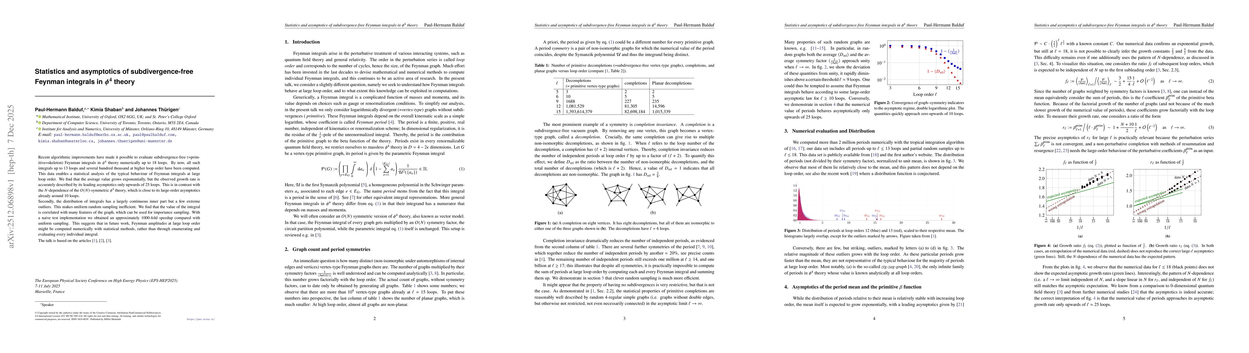 Thumbnail for Statistics and asymptotics of subdivergence-free Feynman integrals in $φ^4$ theory