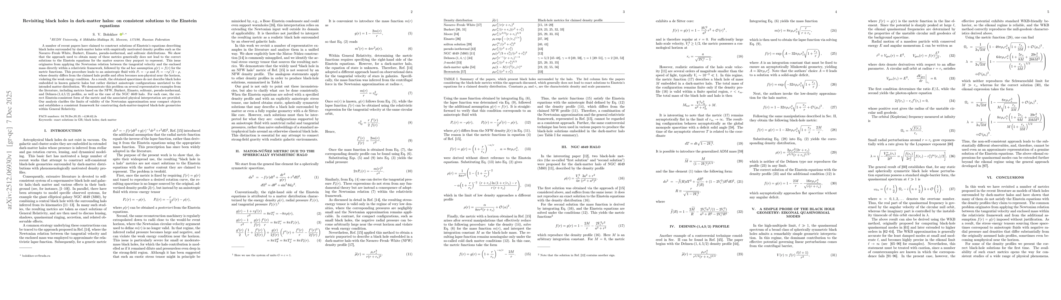 Thumbnail for Revisiting black holes in dark-matter halos: on consistent solutions to the Einstein equations