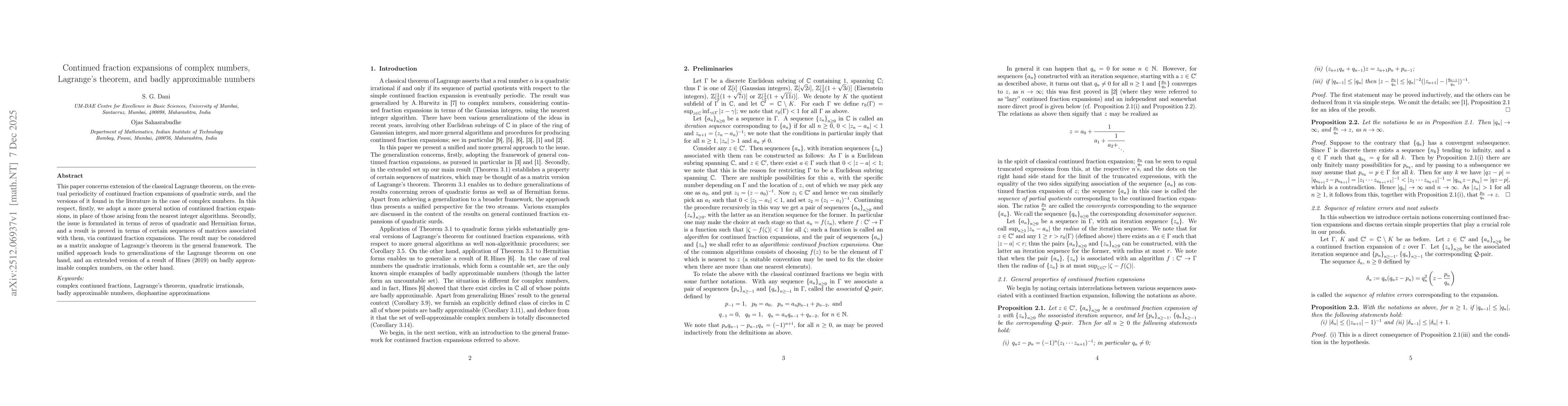 Thumbnail for Continued fraction expansions of complex numbers, Lagrange's theorem, and badly approximable numbers