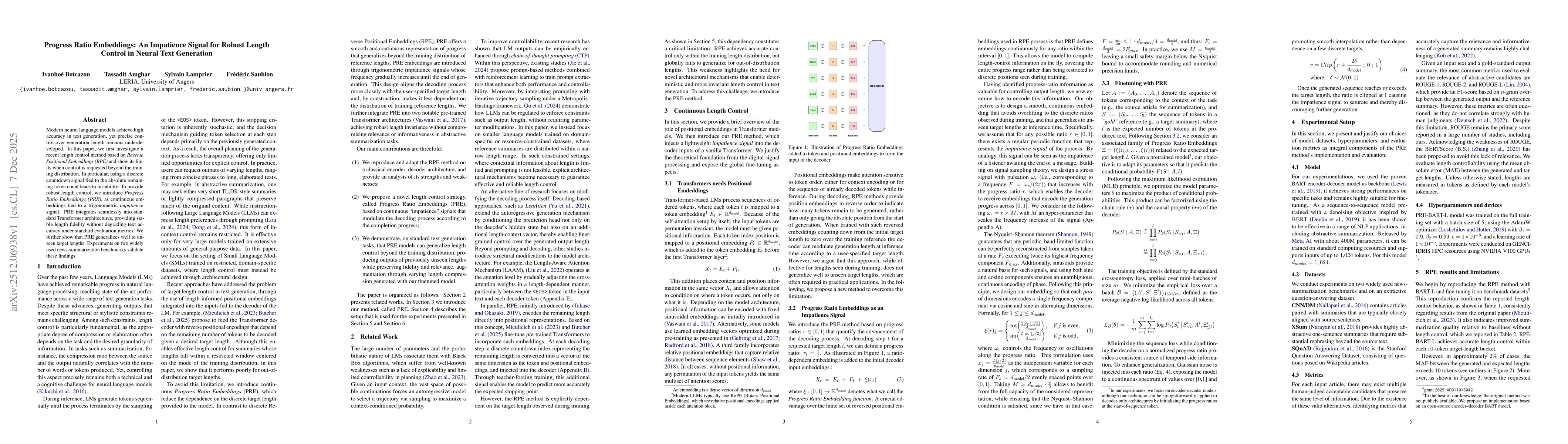 Thumbnail for Progress Ratio Embeddings: An Impatience Signal for Robust Length Control in Neural Text Generation