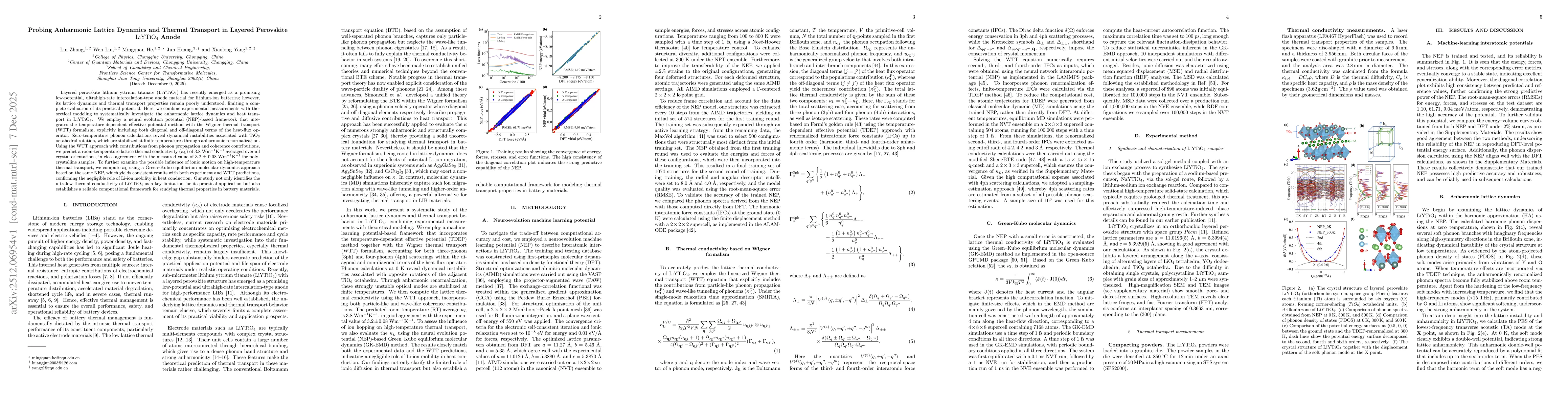 Thumbnail for Probing Anharmonic Lattice Dynamics and Thermal Transport in Layered Perovskite LiYTiO4 Anode
