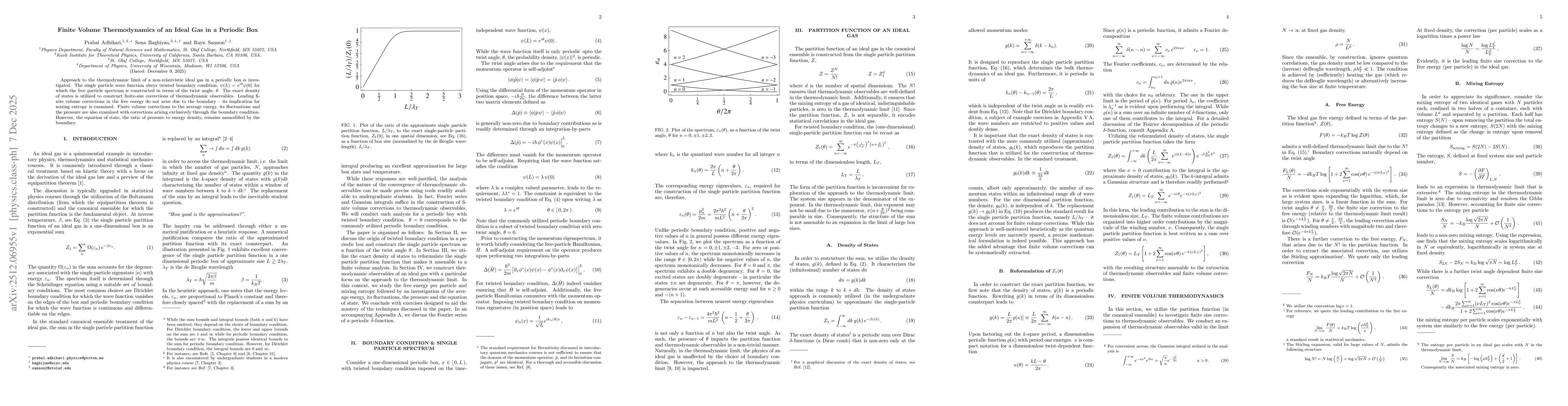 Thumbnail for Finite Volume Thermodynamics of an Ideal Gas in a Periodic Box