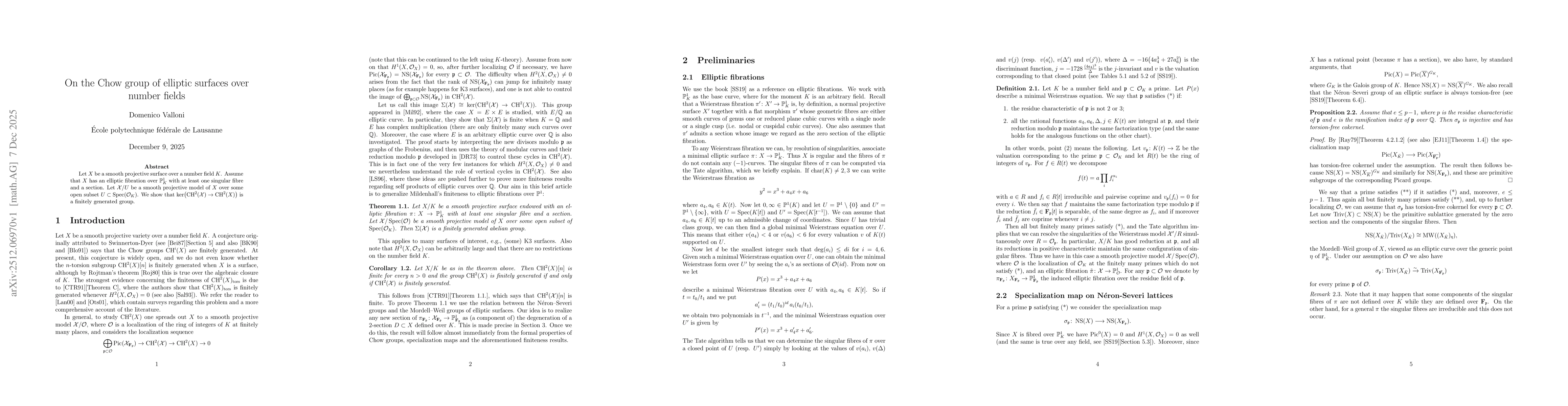 Thumbnail for On the Chow group of elliptic surfaces over number fields