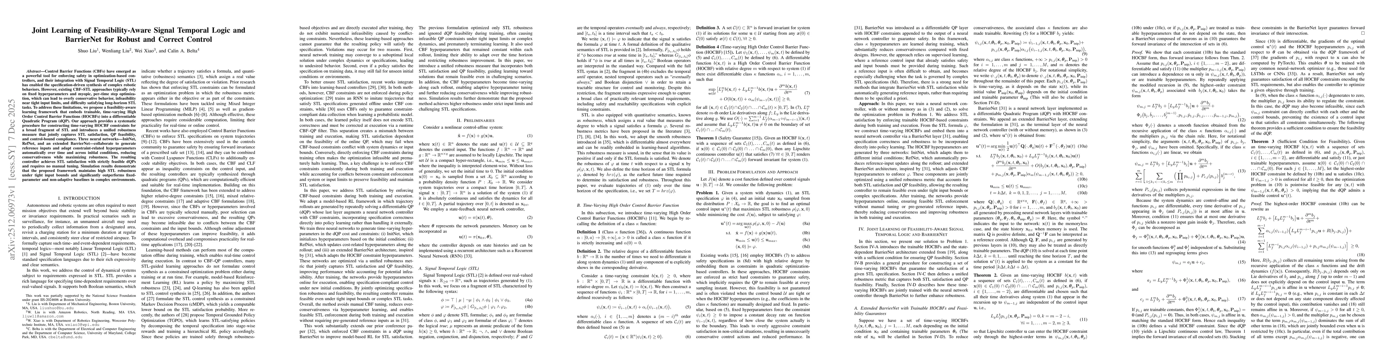 Thumbnail for Joint Learning of Feasibility-Aware Signal Temporal Logic and BarrierNet for Robust and Correct Control