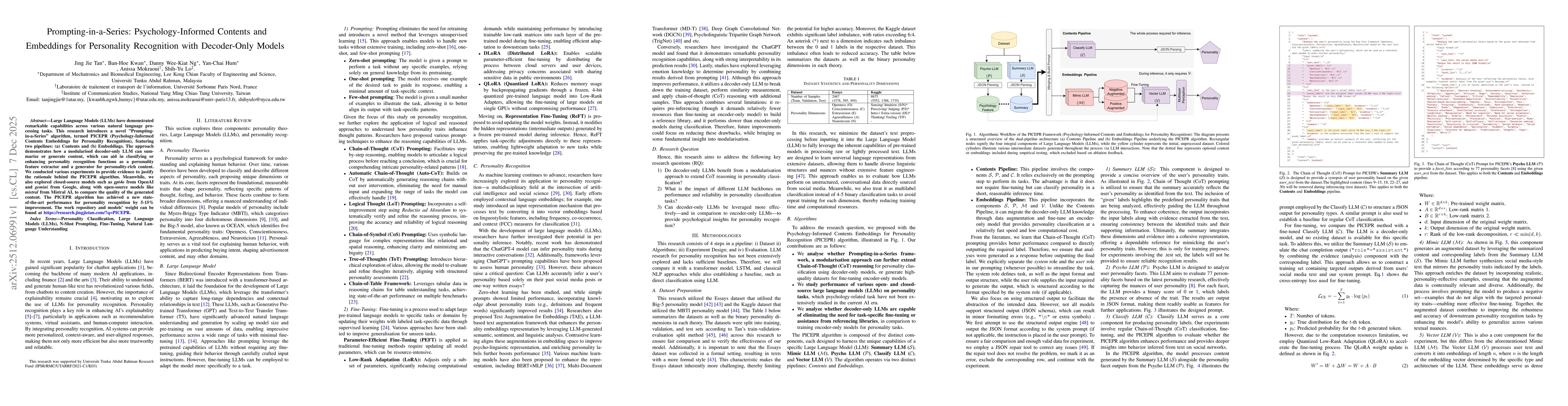 Thumbnail for Prompting-in-a-Series: Psychology-Informed Contents and Embeddings for Personality Recognition With Decoder-Only Models