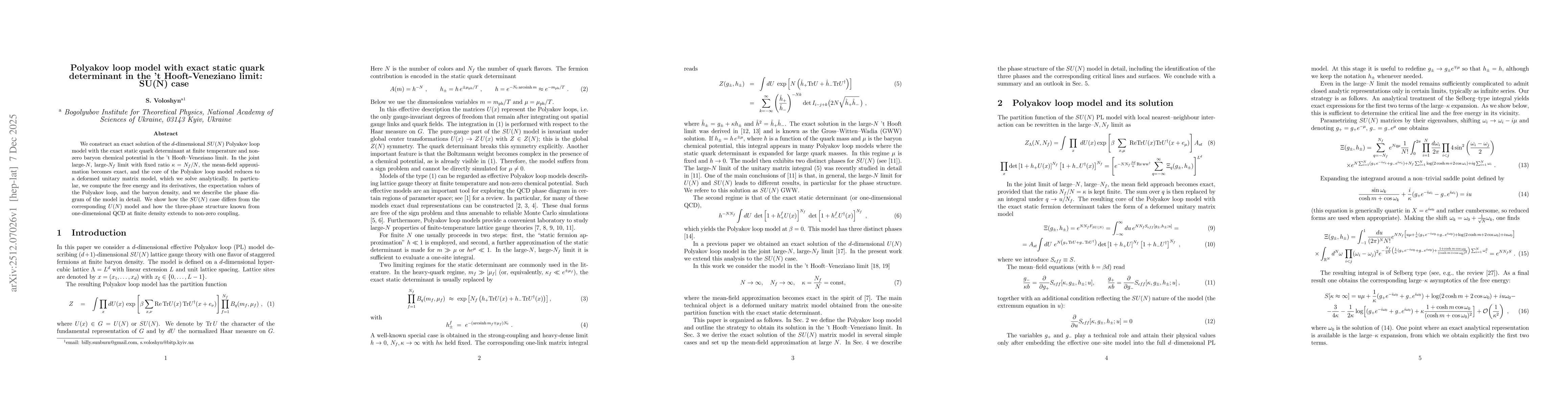Thumbnail for Polyakov loop model with exact static quark determinant in the 't Hooft-Veneziano limit: SU(N) case