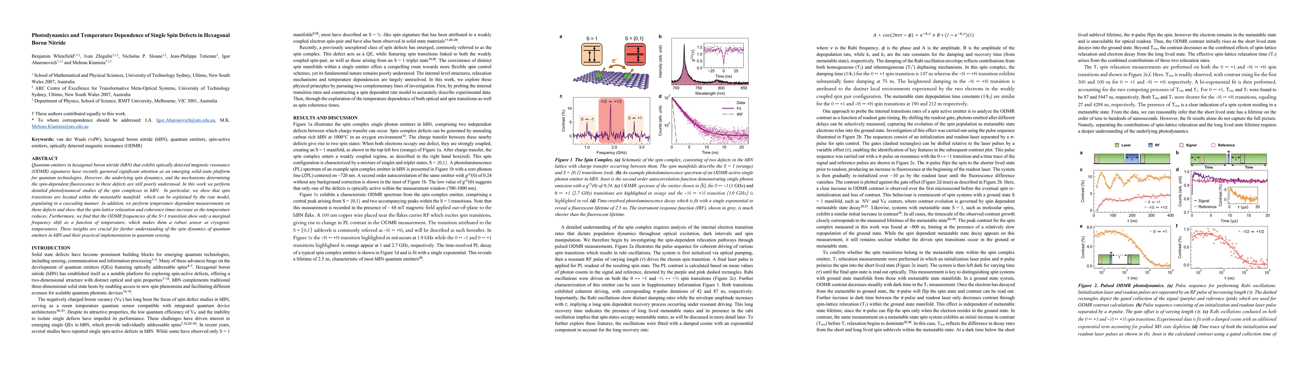 Thumbnail for Photodynamics and Temperature Dependence of Single Spin Defects in Hexagonal Boron Nitride