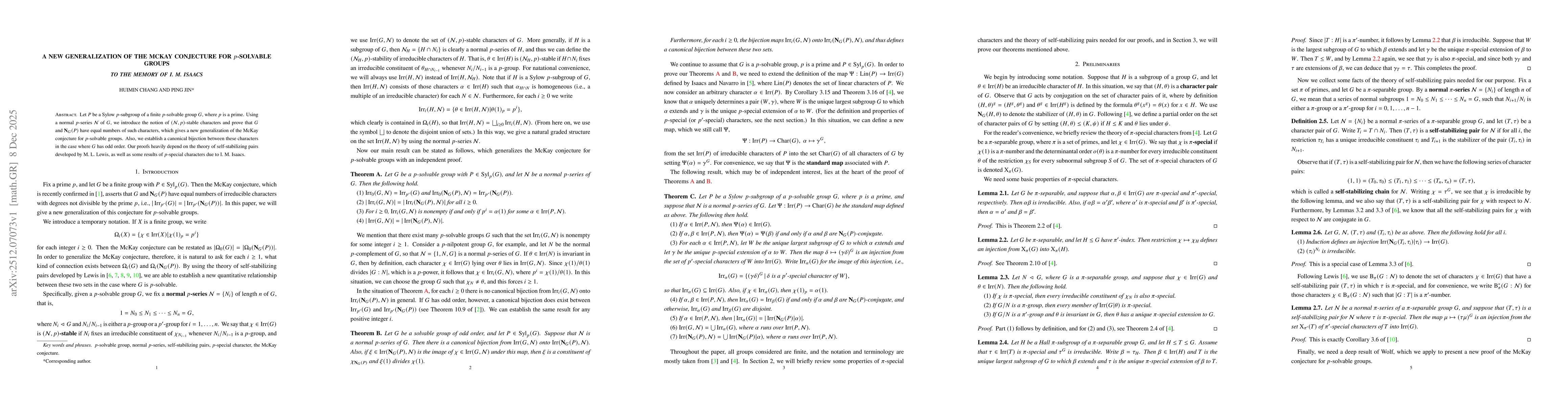 Thumbnail for A new generalization of the McKay conjecture for $p$-solvable groups