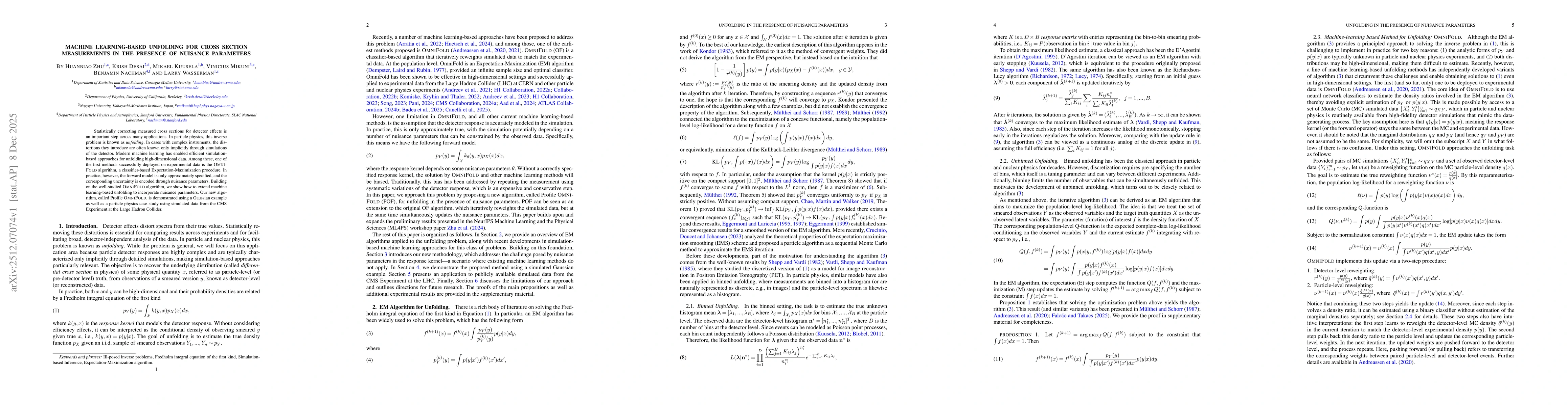 Thumbnail for Machine Learning-based Unfolding for Cross Section Measurements in the Presence of Nuisance Parameters
