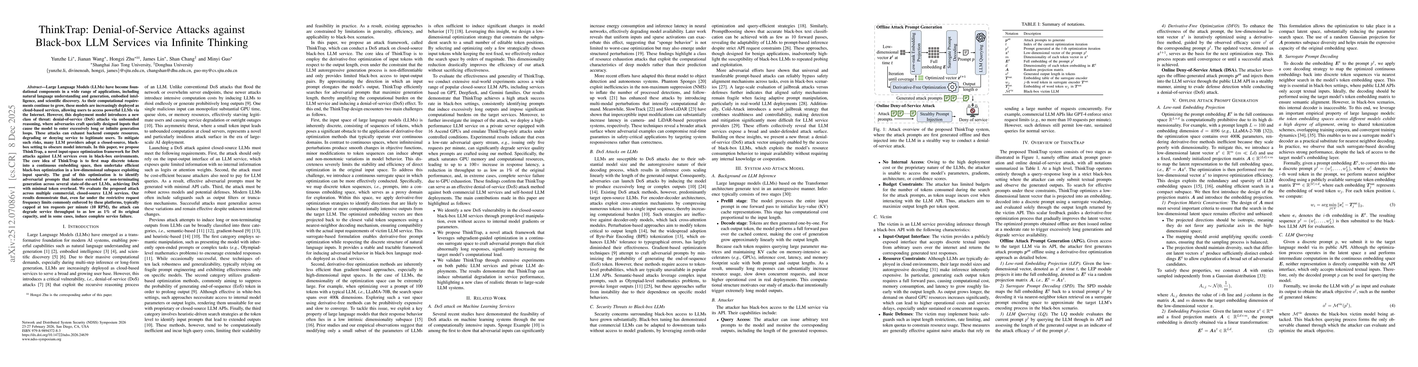 Thumbnail for ThinkTrap: Denial-of-Service Attacks against Black-box LLM Services via Infinite Thinking