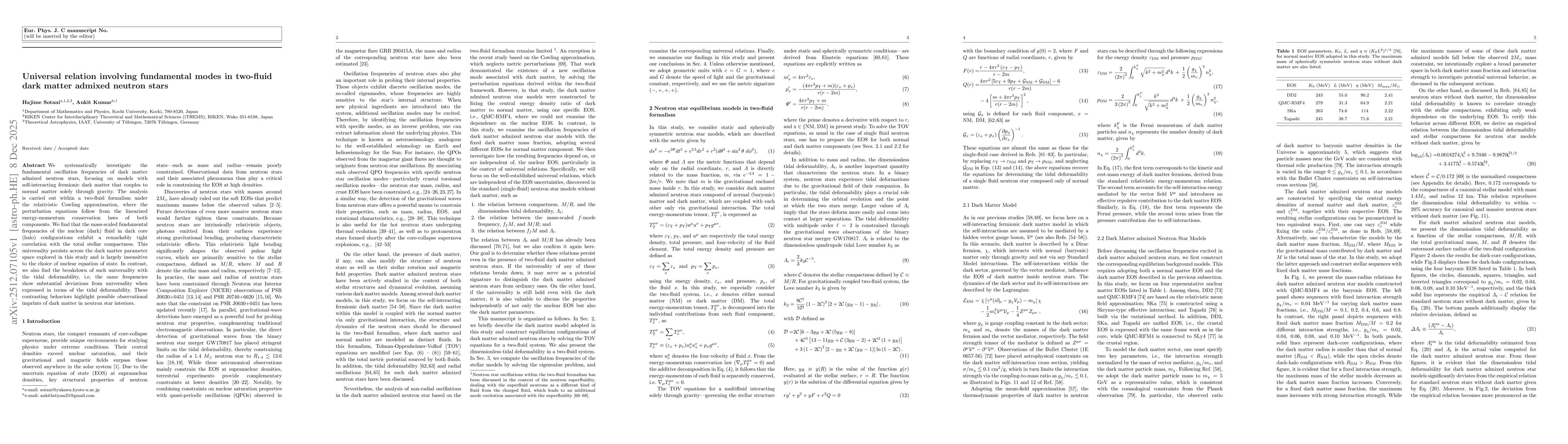 Thumbnail for Universal relation involving fundamental modes in two-fluid dark matter admixed neutron stars