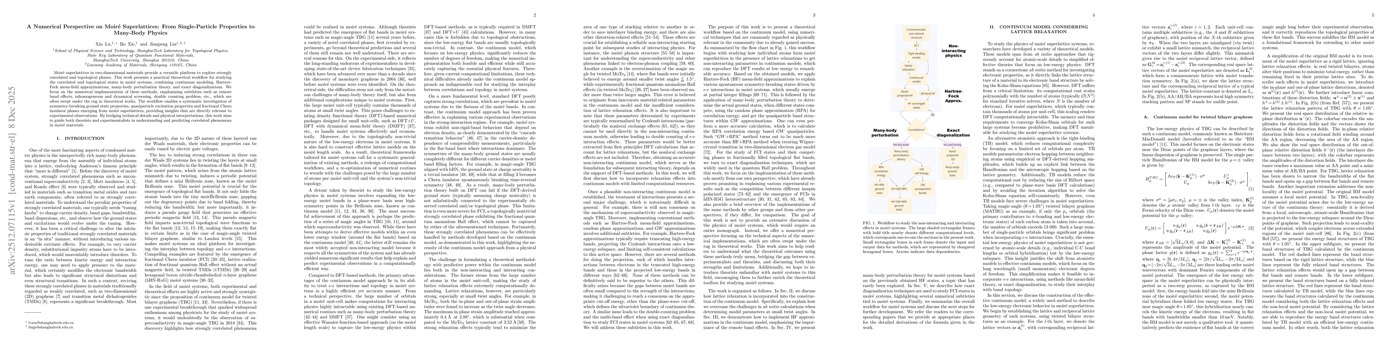 Thumbnail for A Numerical Perspective on Moiré Superlattices: From Single-Particle Properties to Many-Body Physics