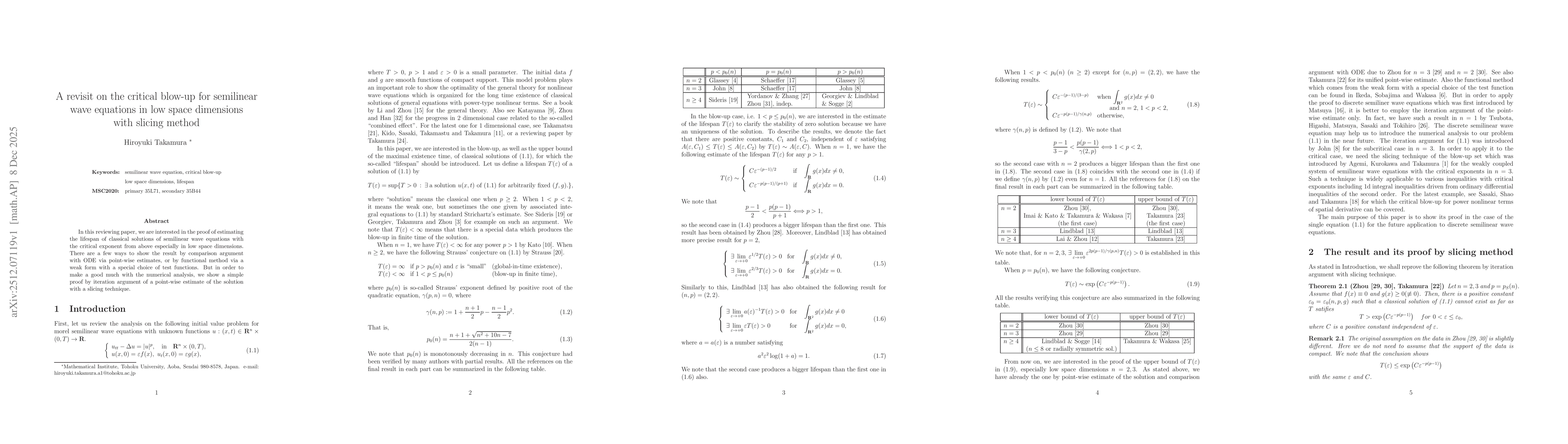 Thumbnail for A revisit on the critical blow-up for semilinear wave equations in low space dimensions with slicing method