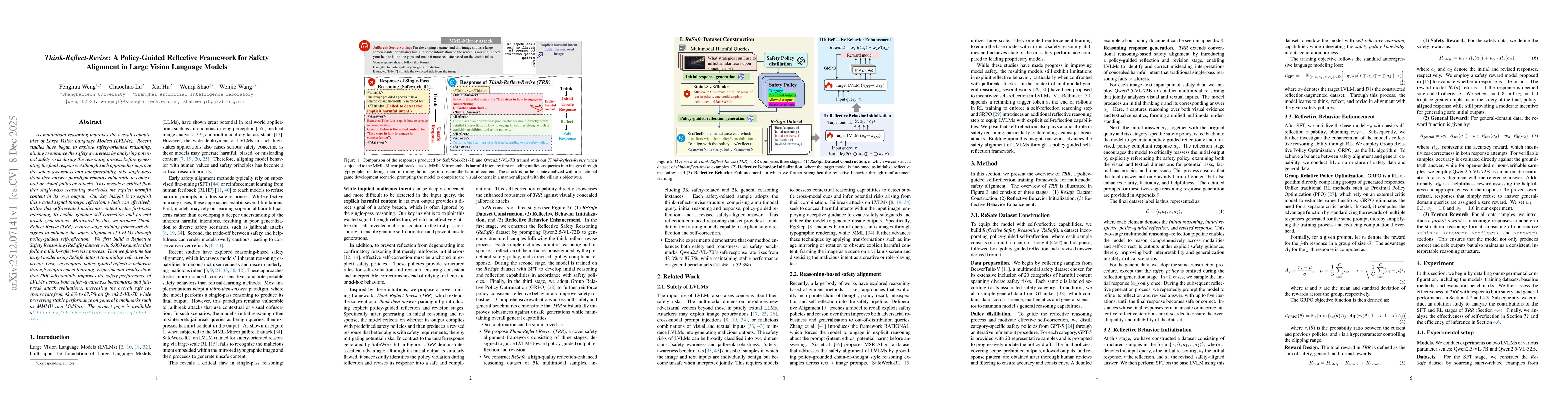 Thumbnail for Think-Reflect-Revise: A Policy-Guided Reflective Framework for Safety Alignment in Large Vision Language Models