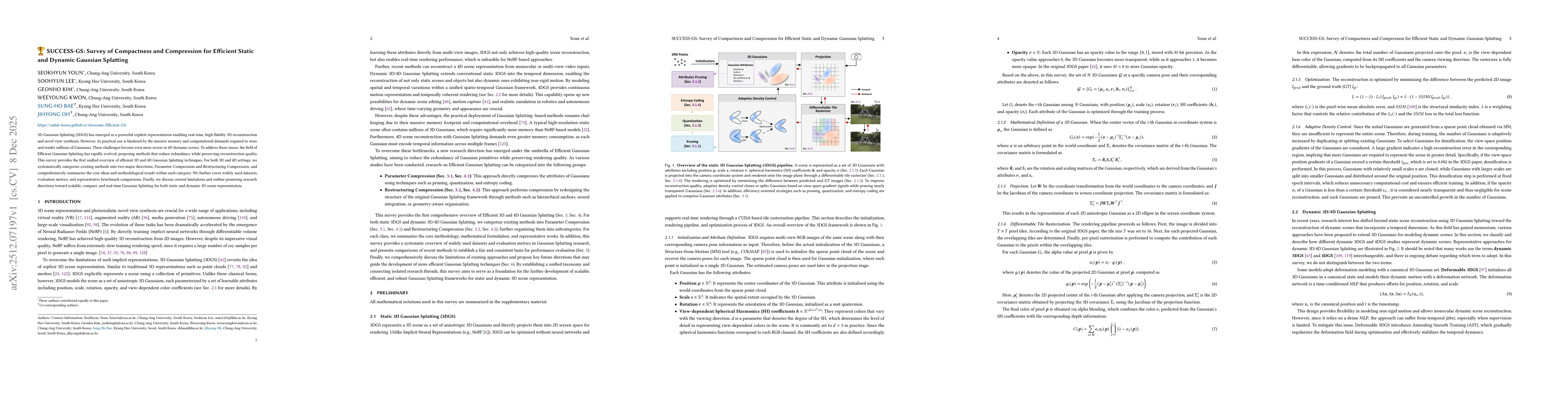 Thumbnail for SUCCESS-GS: Survey of Compactness and Compression for Efficient Static and Dynamic Gaussian Splatting