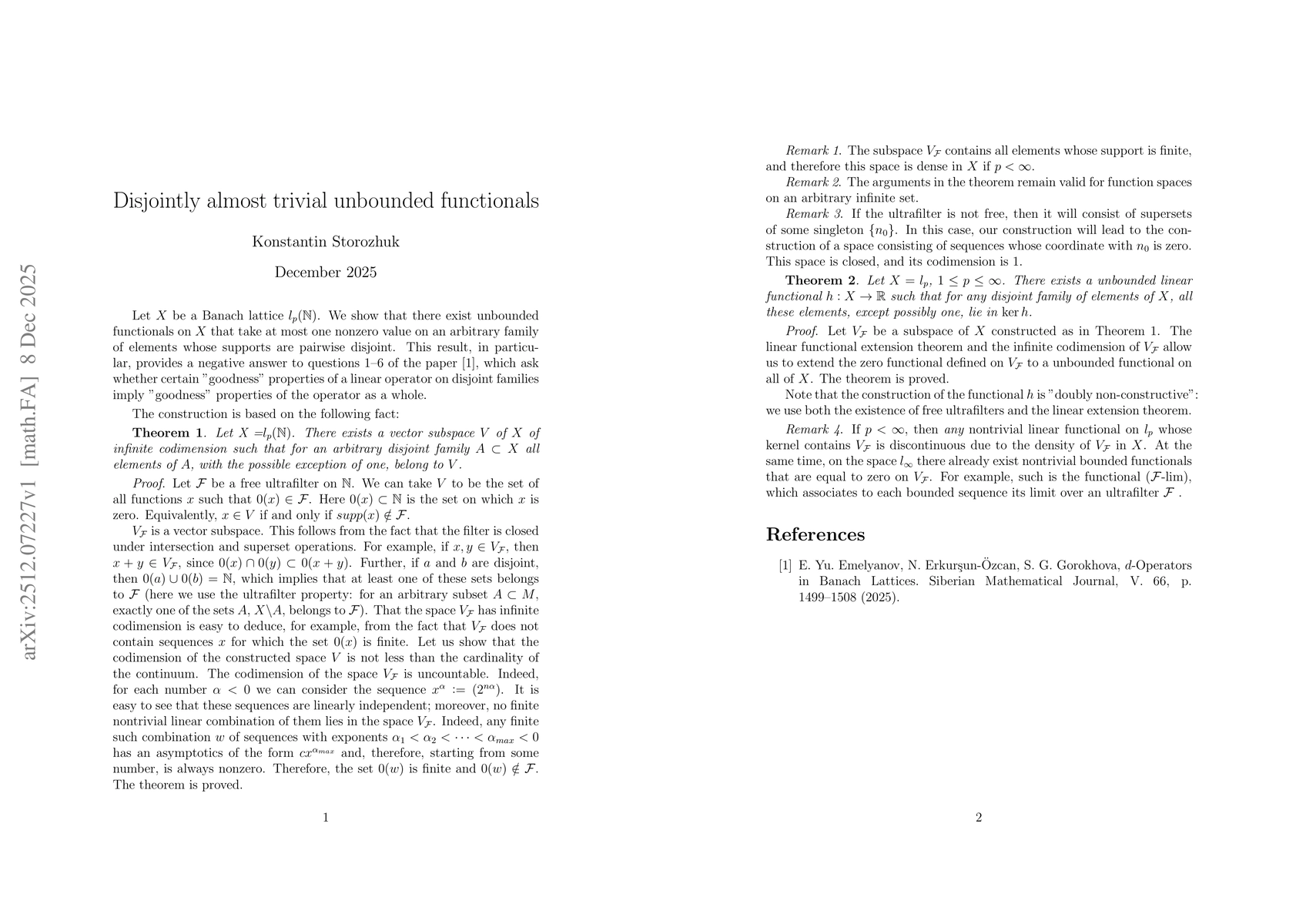 Thumbnail for Disjointly almost trivial unbounded functionals